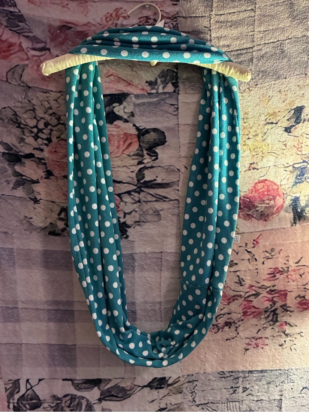 Polka Dot Infinity Scarf - Teal White by